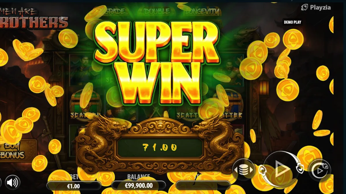 Interface do slot All Men Are Brothers em um smartphone moderno