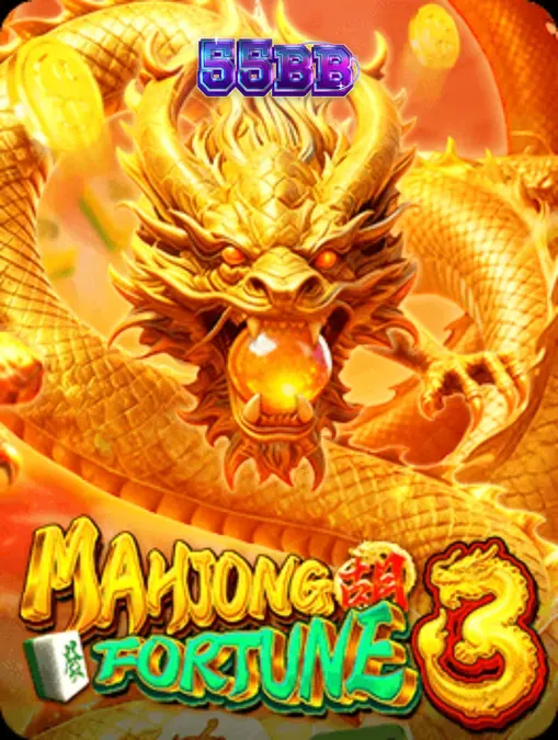 Visual vibrante e dourado do slot Mahjong Fortune 3 com dragões e peças tradicionais
